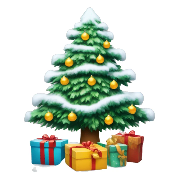 christmas tree with snow and presents sticker