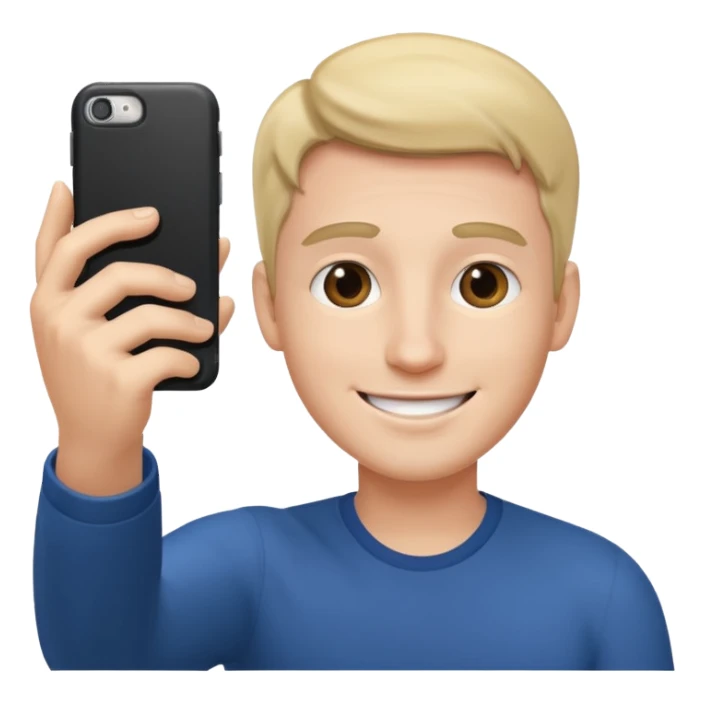 male taking selfie sticker