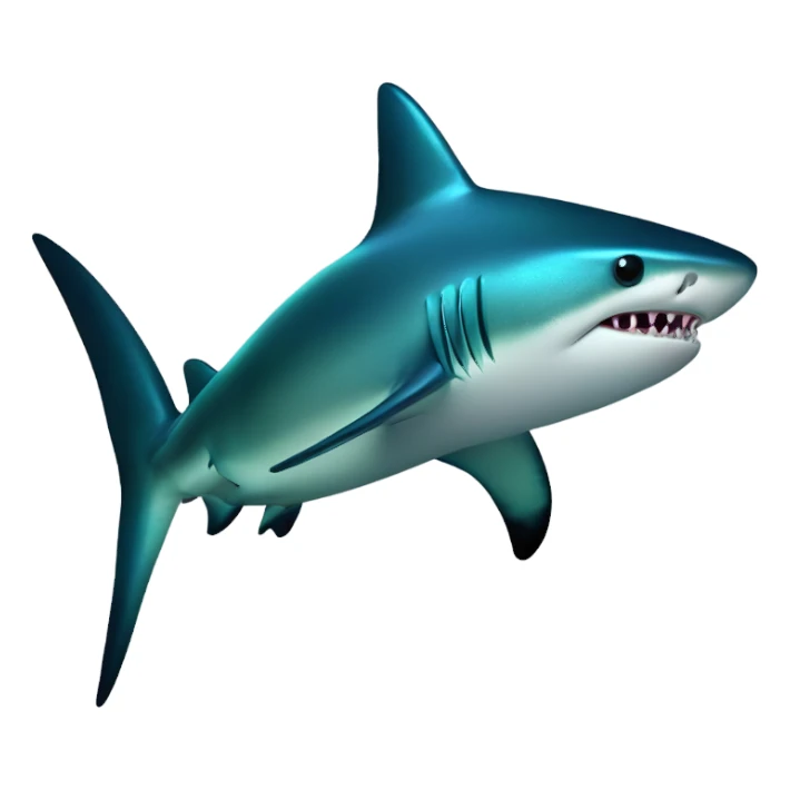 Fascial-patterned, bioluminescent-coated shark with iridescent scales. sticker