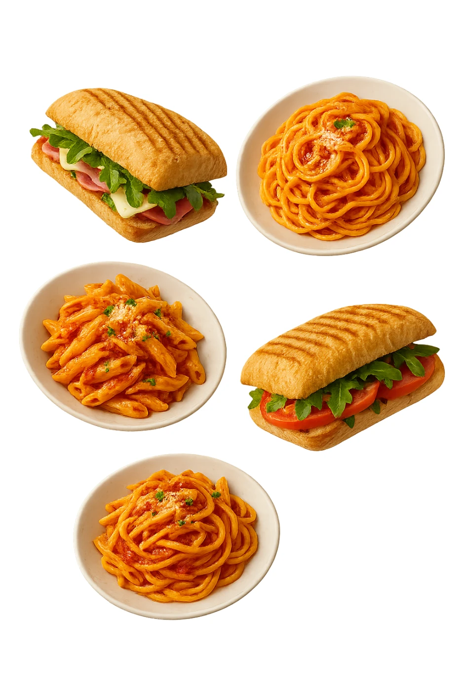 panini e pasta fluttuano in aria  sticker