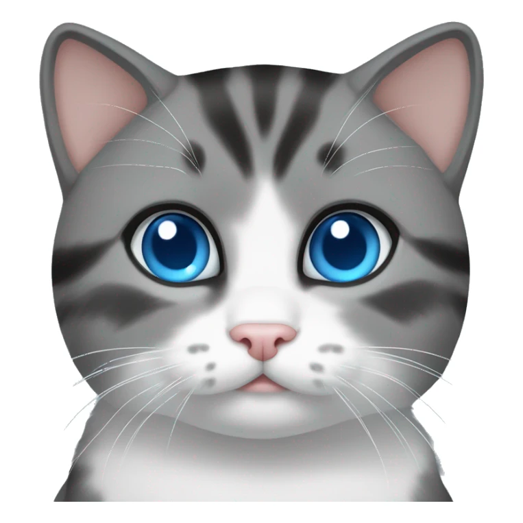 Gray/ black/ withe munchkin cat sitting with blue eyes sticker