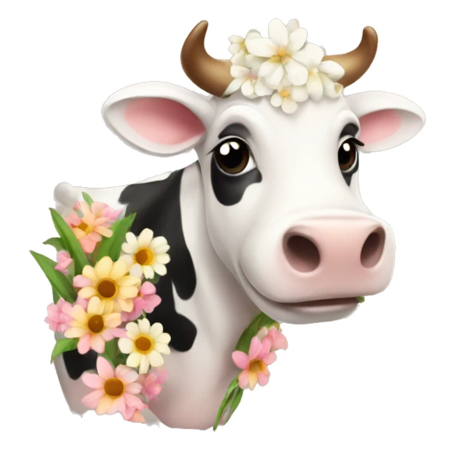 Cute cow with flowers  sticker
