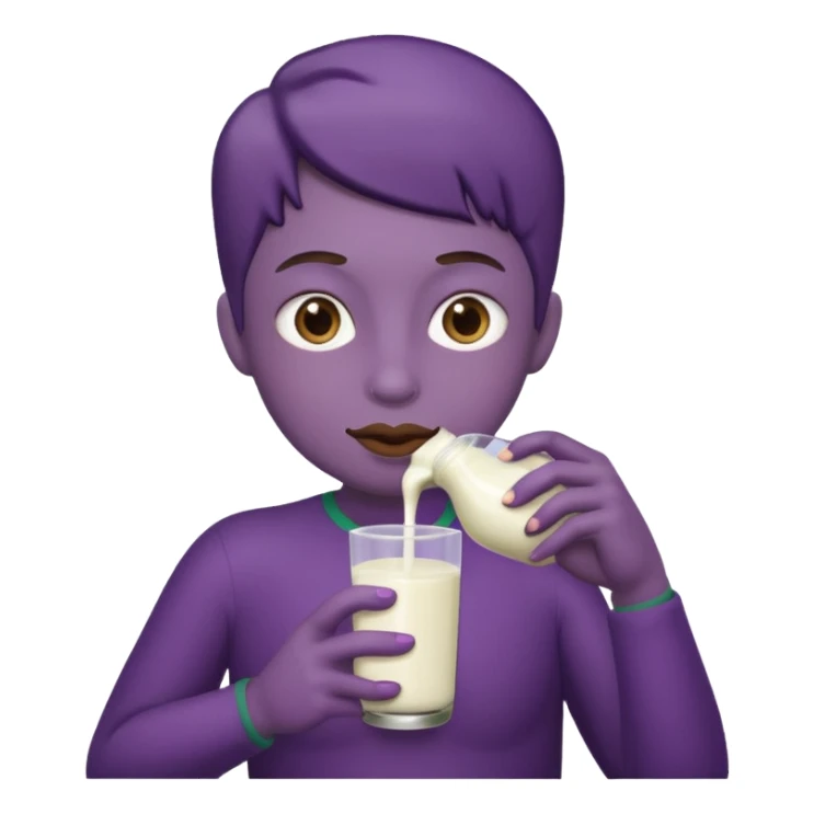 Eggplant drinking milk  sticker