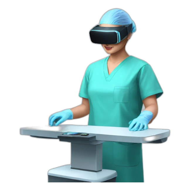 Surgeon-performing-Breast-surgery-with-virtual-reality-display sticker