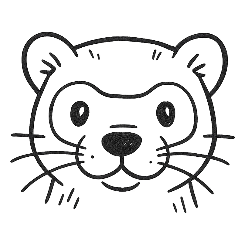 hand drawn outlined ferret head icon sticker