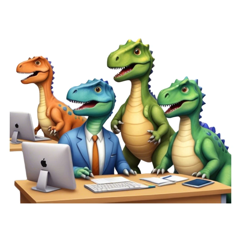 old dinosaurs working in an office sticker