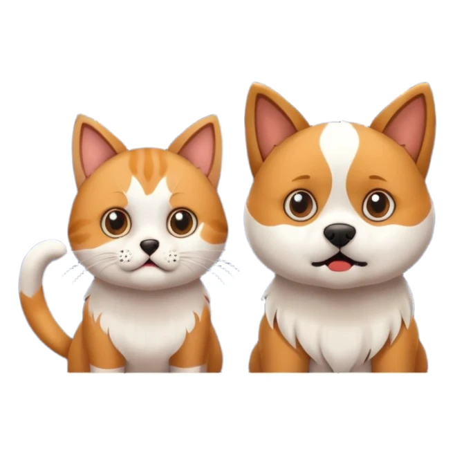 a dog and a cat hiding from fireworks sticker