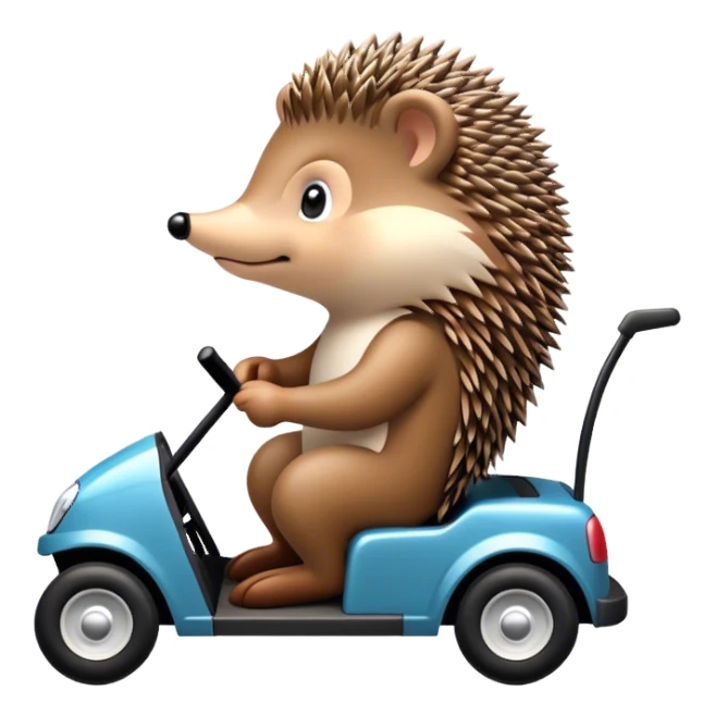 Hedgehog on a golf cart sticker
