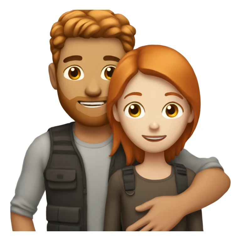 Brunette guy with ginger girl hugging sticker