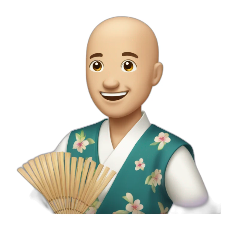 an happy bald man playing mikado sticker