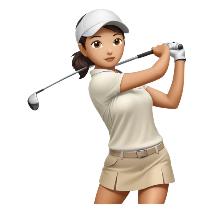 Asian female nice golf swing sticker