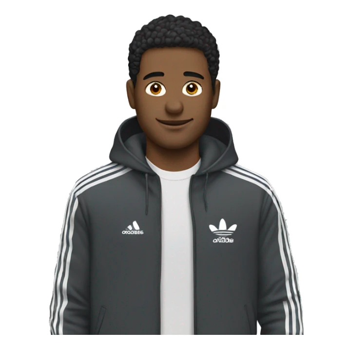 The man is dressed in adidas sticker