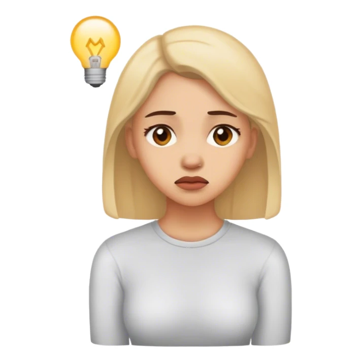 woman with thinking about worry sticker