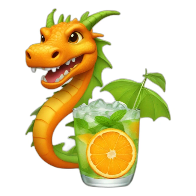 orange dragon with mojito sticker