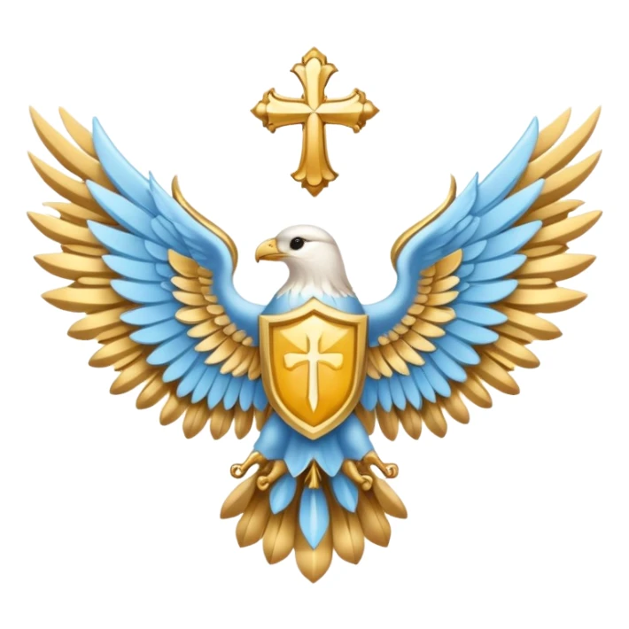 holy saint emblem with light blue wings sticker