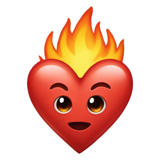 Heart with fire sticker