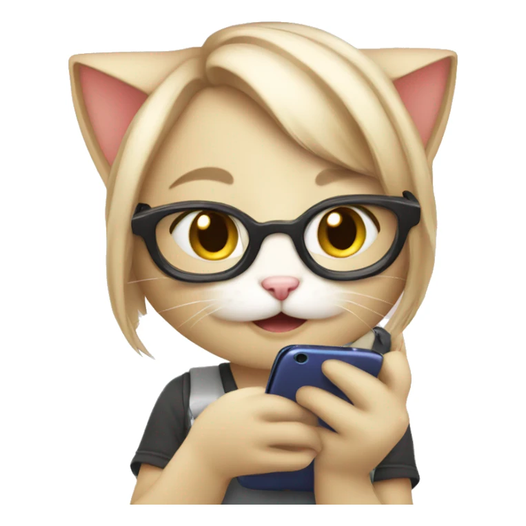 Kitty using her phone sticker