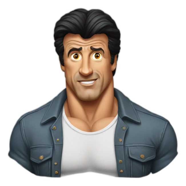 sylvester stallone cartoon wearing shirt sticker