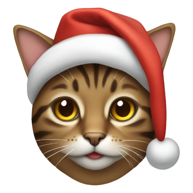Brown tabby cat wearing Christmas hat sticker