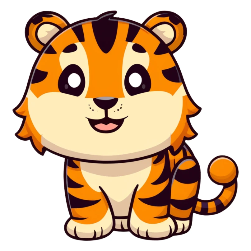 Cartoon tiger with big smile sticker