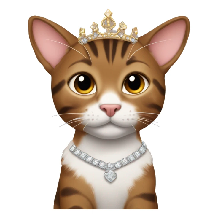 Brown tabby with a princess tiara sticker