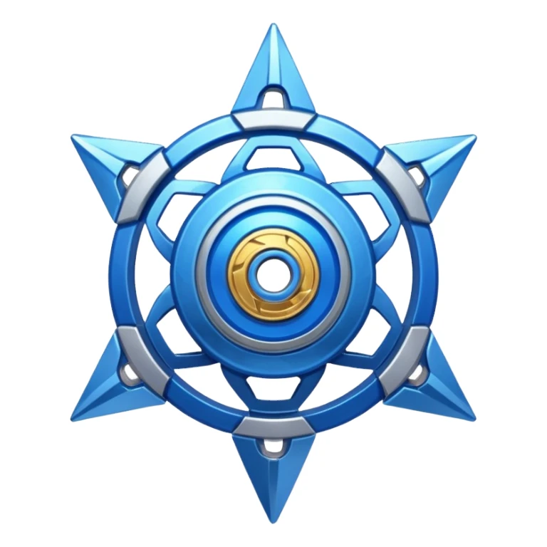 A blue Beyblade with 3 pointed blades like Victory Valtryek sticker
