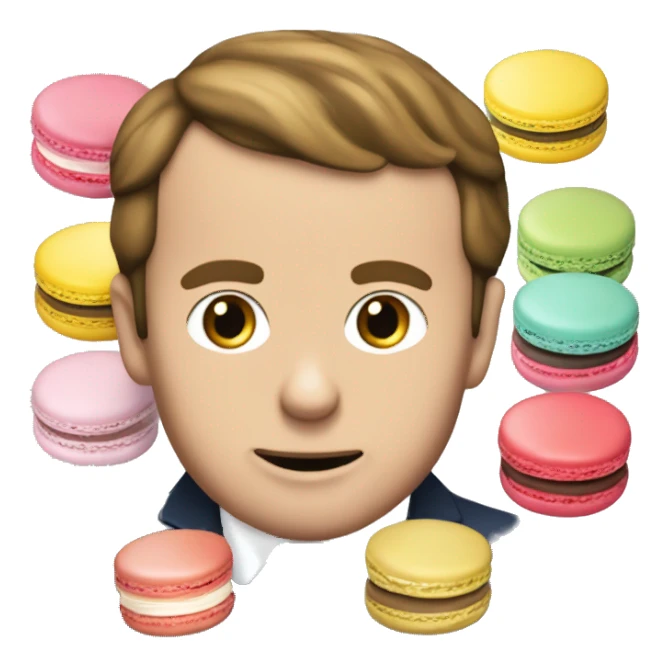 Macron qui mange des macarons sticker