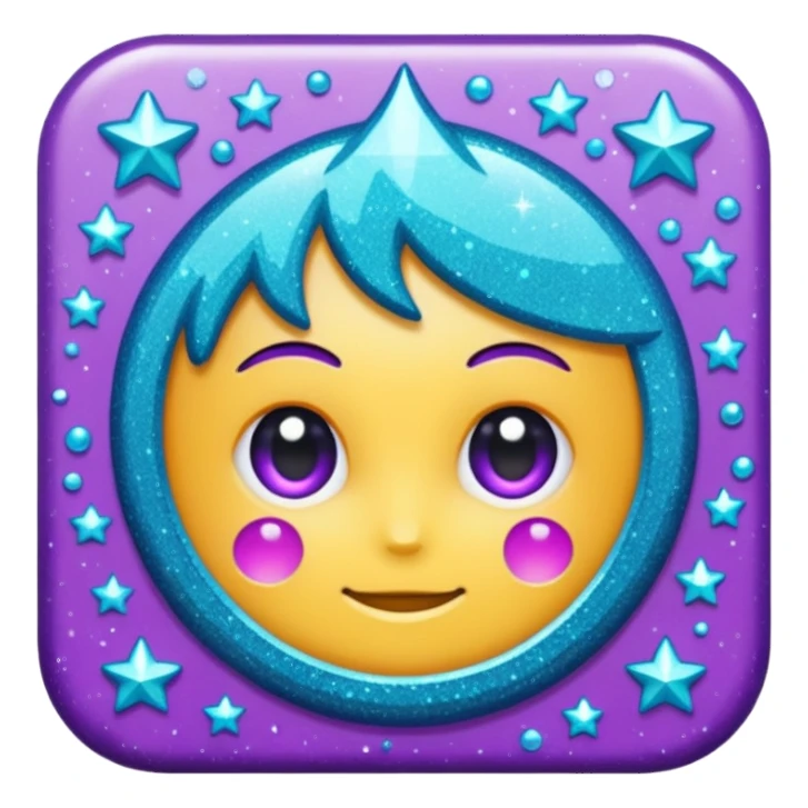 Glitter Purple and Cian Mark Check sticker