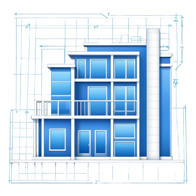 blue blueprint plan with crisp white architectural lines sticker
