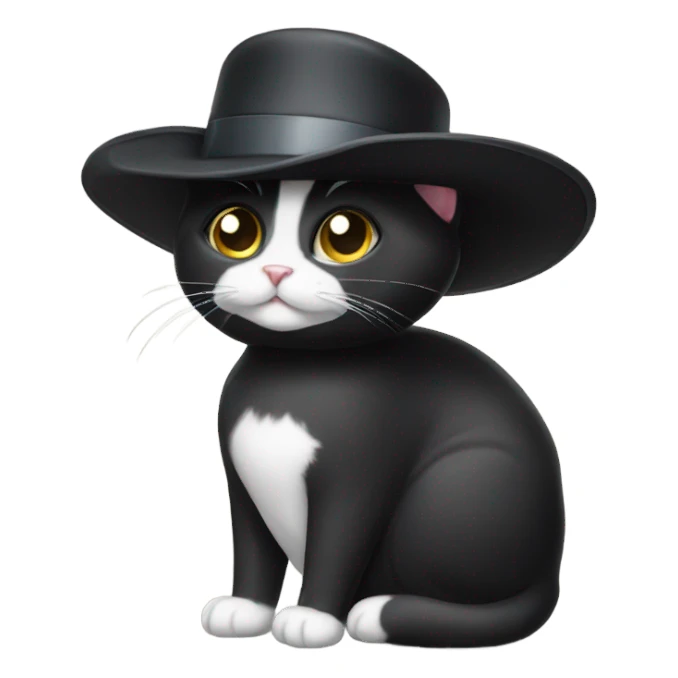 Tuxedo cat wearing a hat sticker