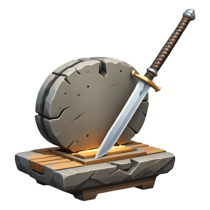 A Japanese stone forge with a sword sticker