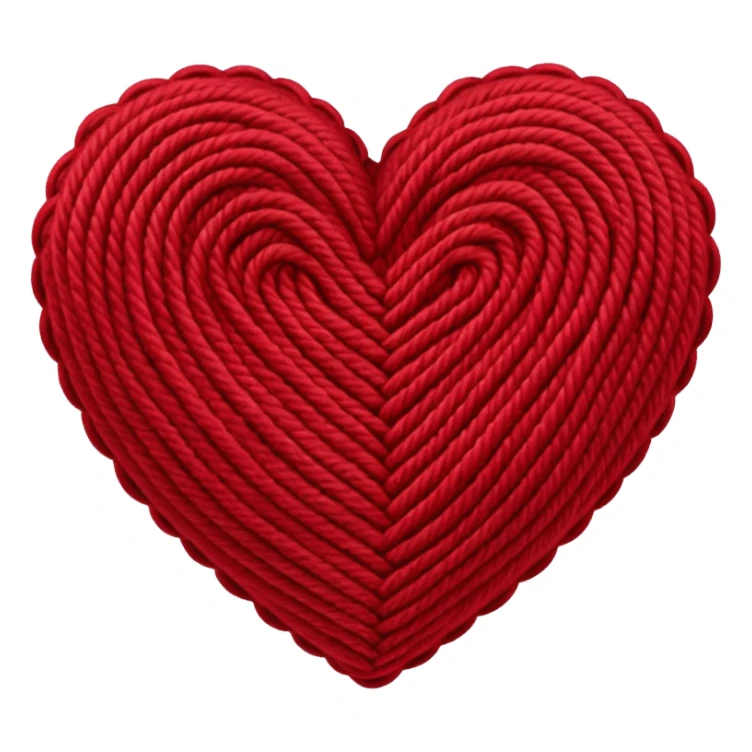 Knitted red yarn heart sticker