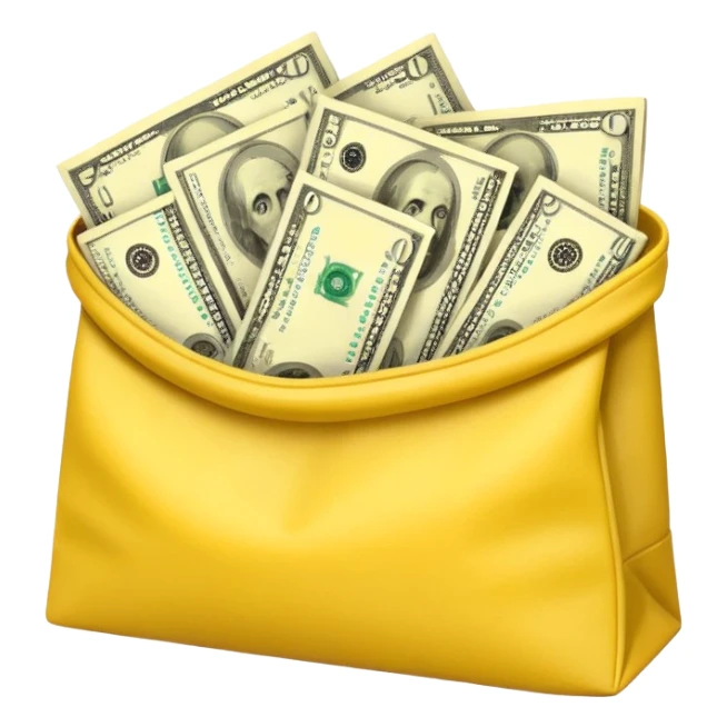 dollars in the yellow bag facing camera sticker