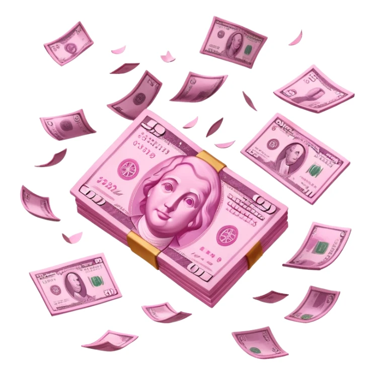 pink money flying  sticker
