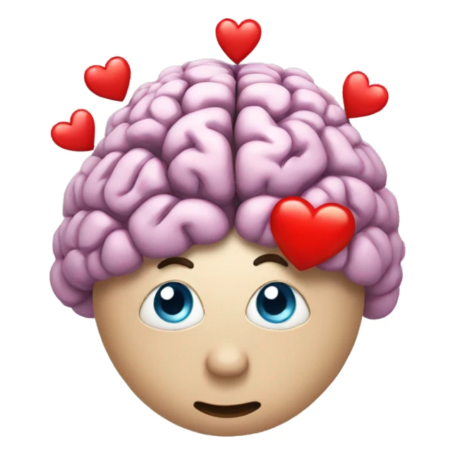 brain with a 3 heart crown sticker