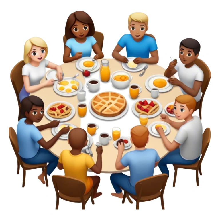 gente desayunando en una mesa grande sticker