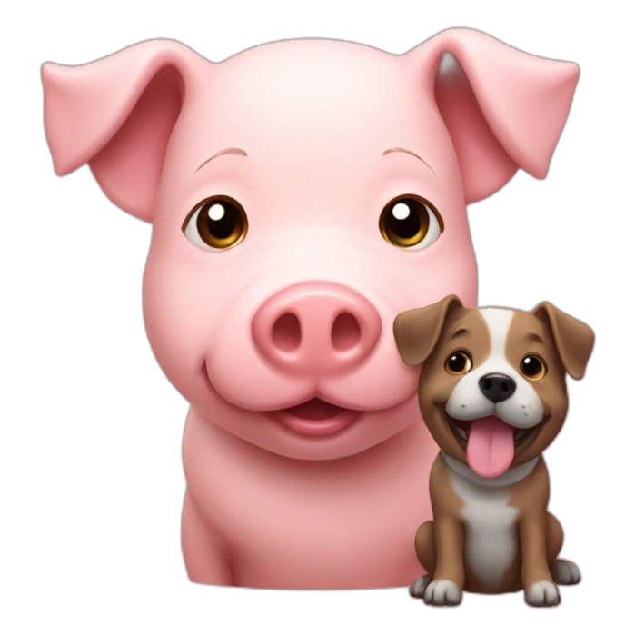 pig with dog on sticker