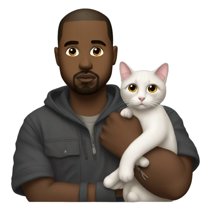 kanye west holding a cat sticker
