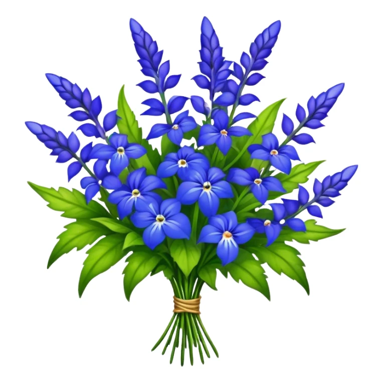 luxuriant, big bouquet Lobelia, stem, leaf sticker