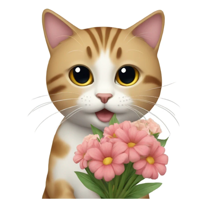 Cat with bouquet sticker
