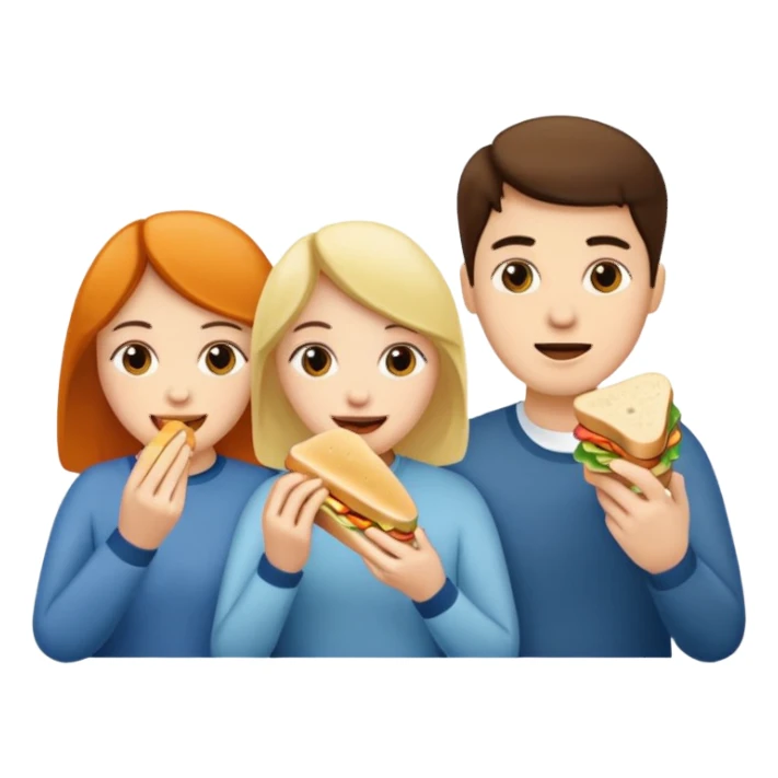 three people eating sandwich sticker