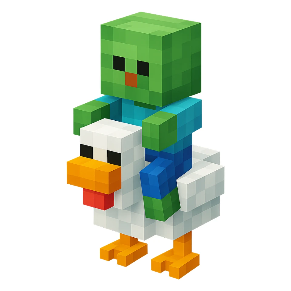 voxel style chicken jockey sticker