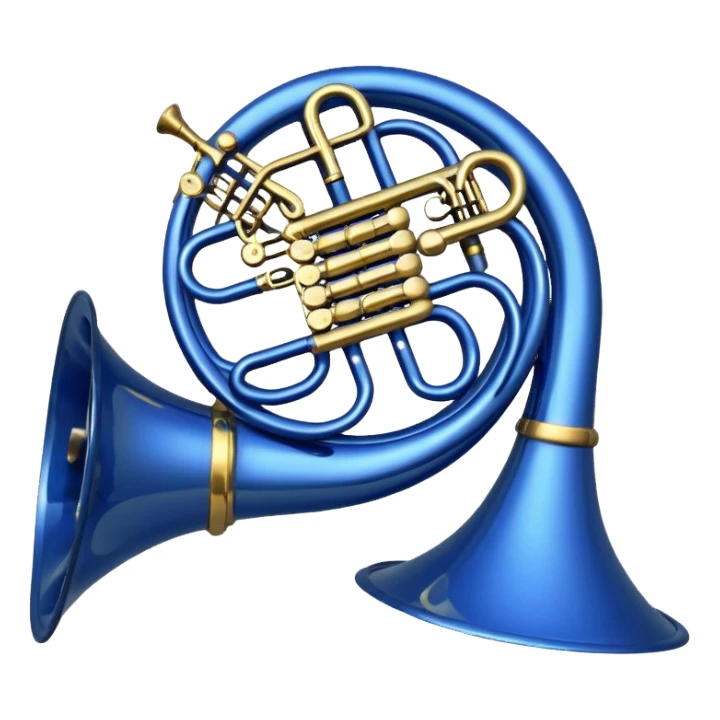 Blue french horn sticker