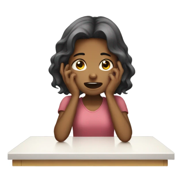 Girl Crying with fist one table  sticker