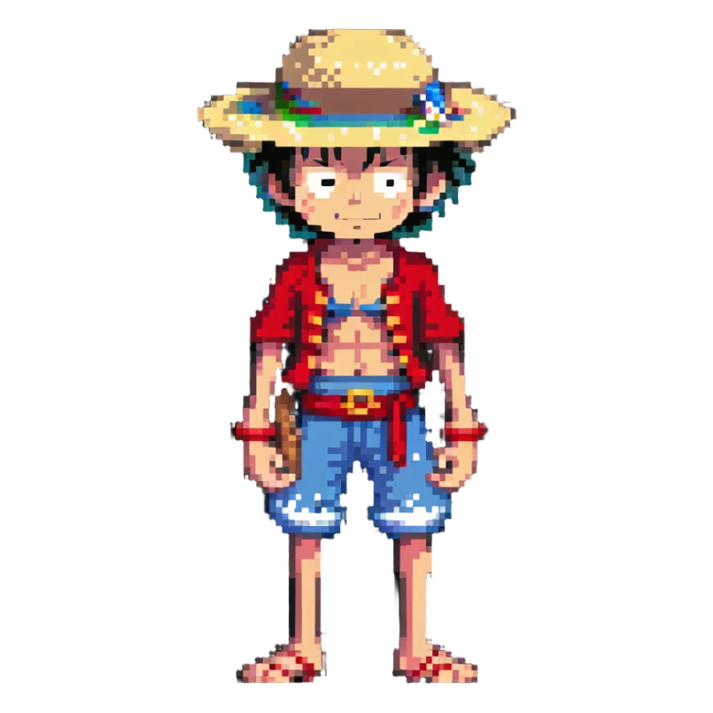 Monkey D. Luffy from One Piece with straw hat sticker