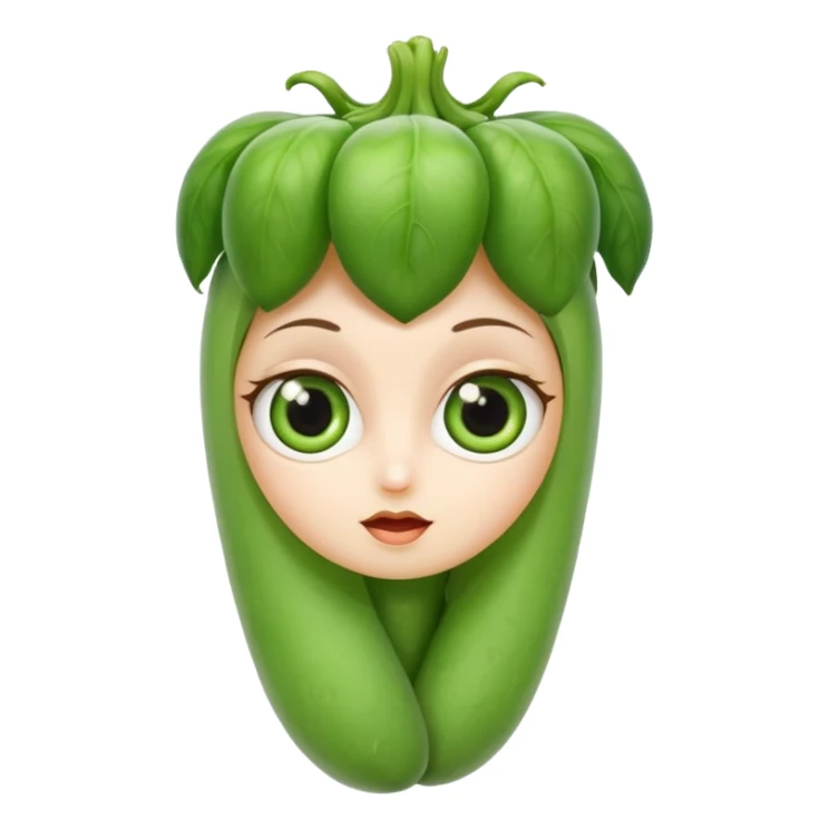 lady finger vegetable keeping the shape normal with big eyes sticker
