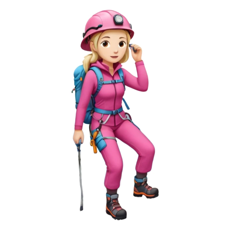 female mountain climber wearing pink clothes sticker