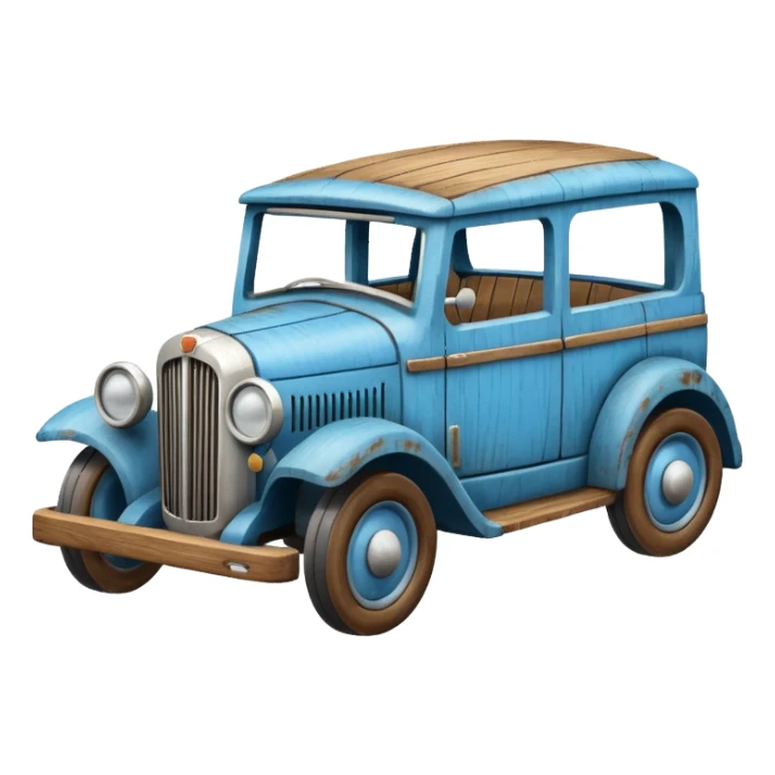 Rustic blue toy car sticker