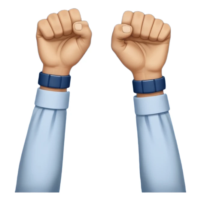 two raised hands in celebration with dark blue check between  sticker