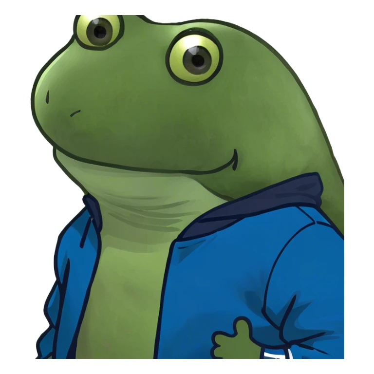 wearing a blue varsity jacket sticker